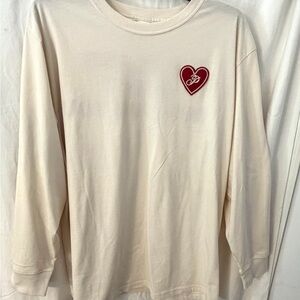 PINK Victoria's Secret Cream Long Sleeve with Heart Patch
